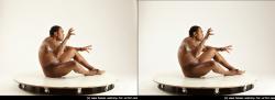 Nude Man Black Sitting poses - simple Muscular Short Black Sitting poses - ALL 3D Stereoscopic poses Realistic